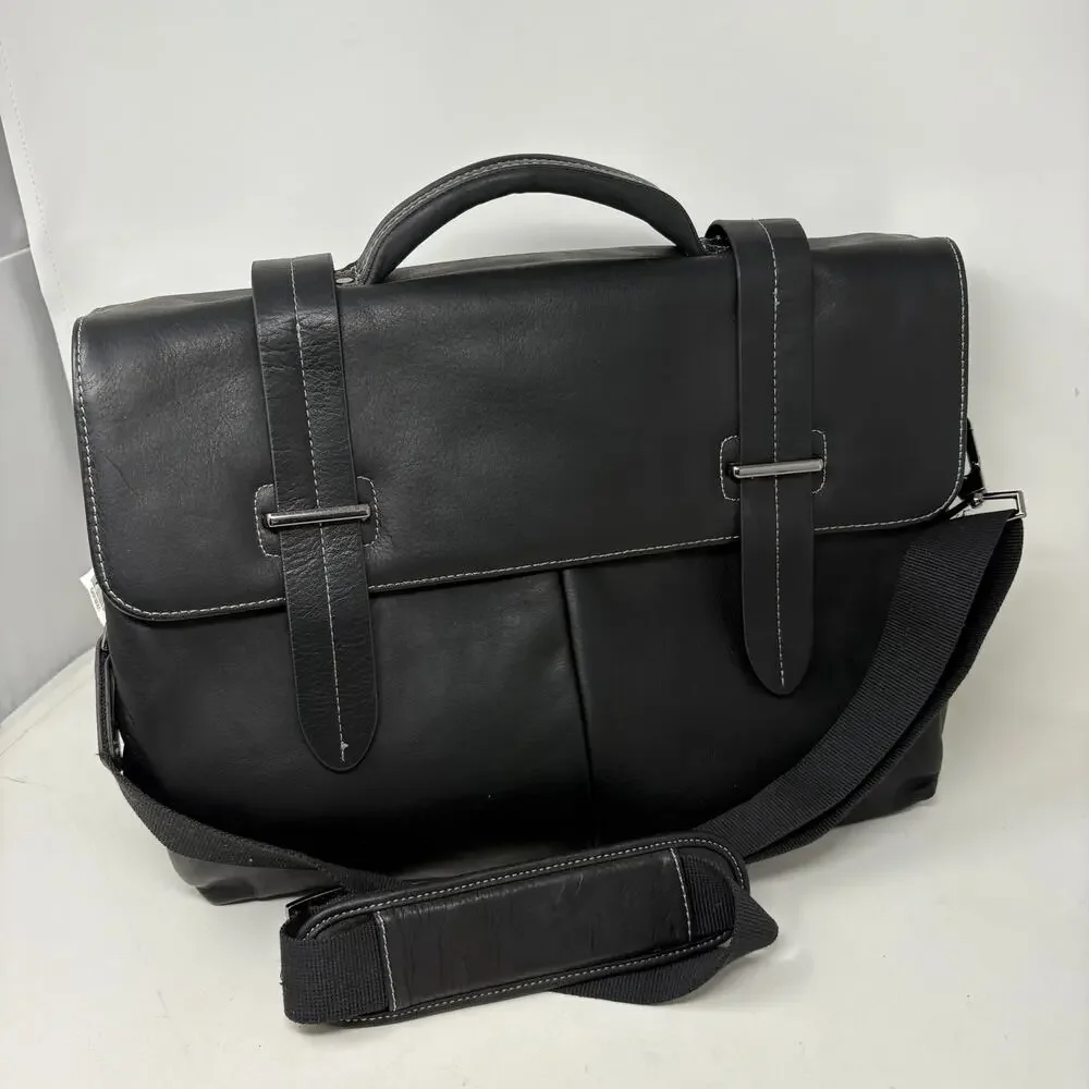 NEW! Danier Leather Laptop Duffle Bag Travel Career Professional Black Career